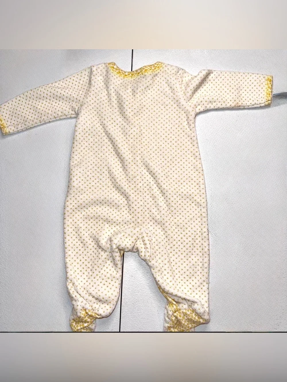 Carter's Cream Footed One-Piece with Yellow Trim and Heart Accent